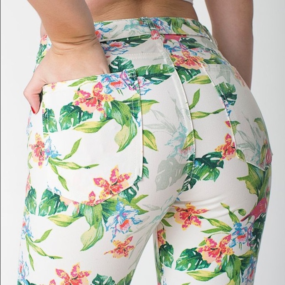 American Apparel Flamingo Floral Skinny Jeans Size 27